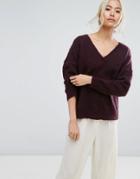 Selected Drop Shoulder Sweater - Purple