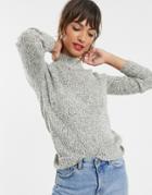 Vero Moda High Neck Knitted Sweater-gray