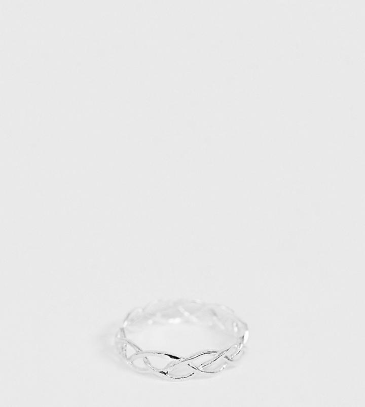 Asos Design Sterling Silver Ring In Twist Design - Silver