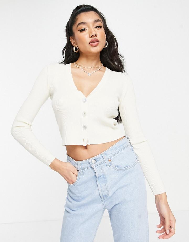 Jdy Ribbed Cardigan In Cream-white