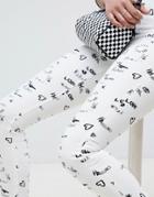 Asos Design Ridley High Waist Skinny Jeans In Tattoo Mono Print - Multi