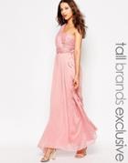 True Decadence Tall One Shoulder Soft Maxi Dress - Pink