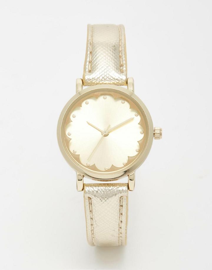 New Look Scallop Face Gold Watch - Gold