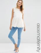 Asos Maternity Ridley Skinny Jeans In Primrose Wash With Under The Bump Waistband - Blue