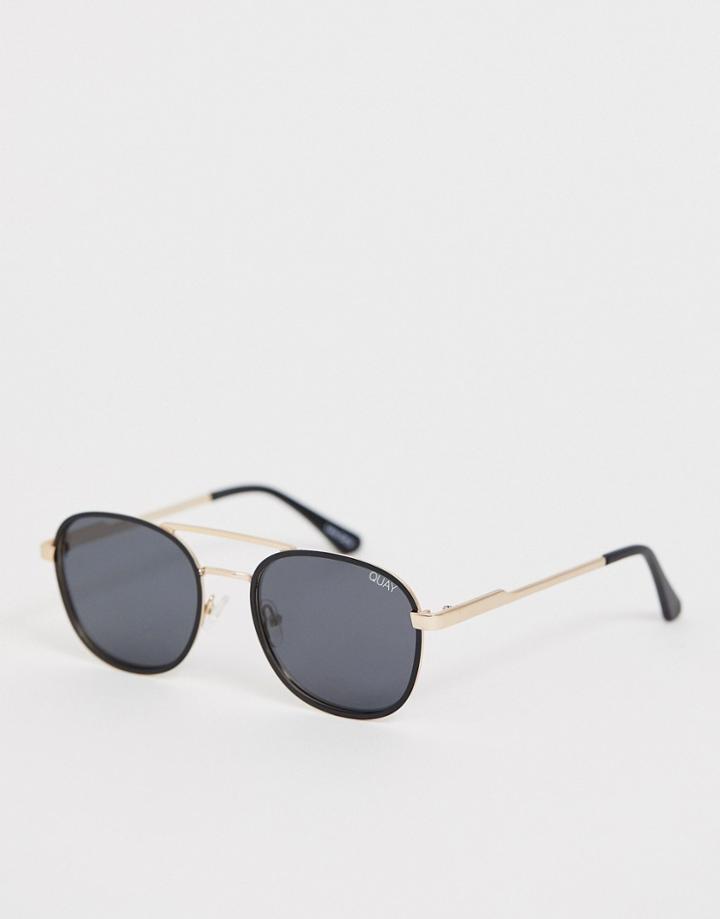 Quay Australia Apollo Round Sunglasses In Black - Black