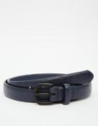 Asos Smart Belt In Navy Faux Leather - Navy