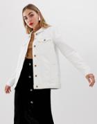 Only Oversized Denim Jacket In White - White