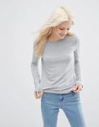 Asos T-shirt With Long Sleeves And Crew Neck - Gray