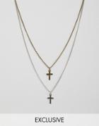 Reclaimed Vintage Inspired Layered Necklace In Mixed Metals Exclusive At Asos - Silver