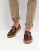 Asos Loafers In Brown Leather With Tassel And Gum Sole - Brown