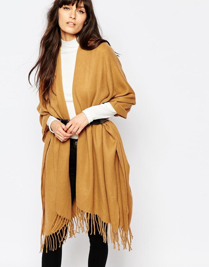 Pieces Oversized Blanket Wrap - Chipmunk