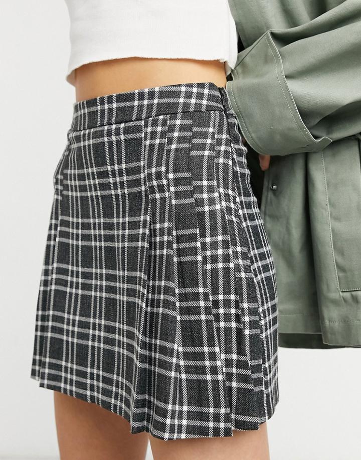 Asos Design Suit Skirt In Mono Check-multi