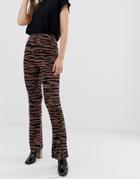Asos Design Flare Leggings In Dark Tiger Print - Multi