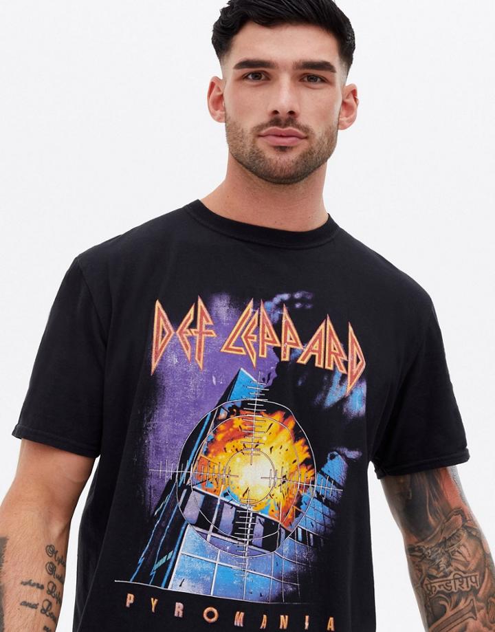 New Look Oversized T-shirt With Def Leppard Print In Black