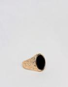 Chained & Able Oval Onyx Ring In Gold - Gold