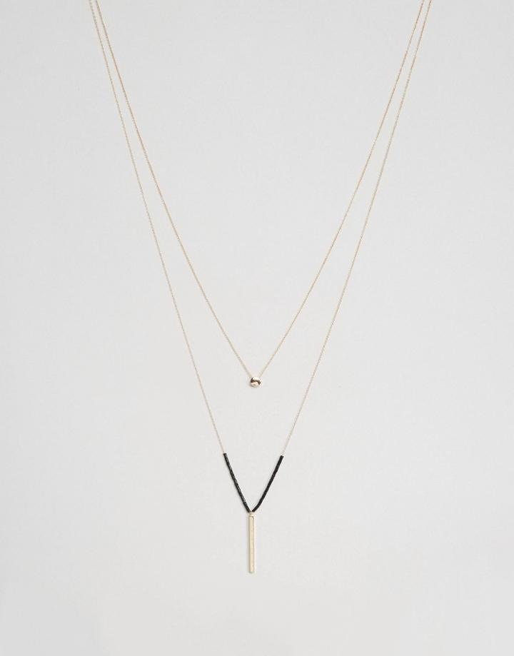 Nylon Bar Drop Necklace - Gold
