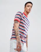 Asos Relaxed T-shirt With Multi Stripe And Binding - Multi