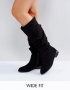 Asos Capital Wide Fit Slouch Knee Boots - Black