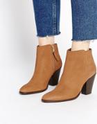 Asos Ramsden Pointed Zip Leather Ankle Boots - Tan