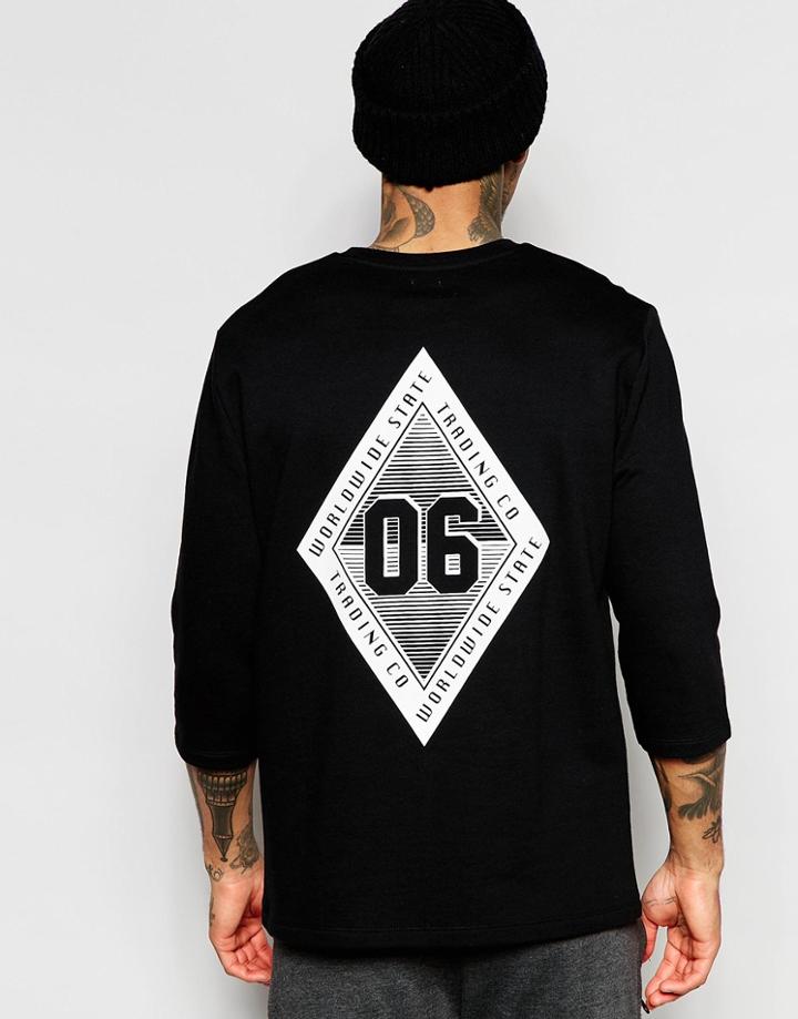 Asos Half Sleeve Sweatshirt With Number Print - Black