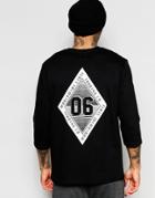Asos Half Sleeve Sweatshirt With Number Print - Black