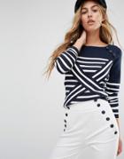 Tommy Hilfiger Tommyxgigi Cross Over Stripe Knit Sweater - Navy