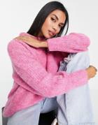 Asos Design Oversized Sweater In Premium Yarn In Rib In Pink