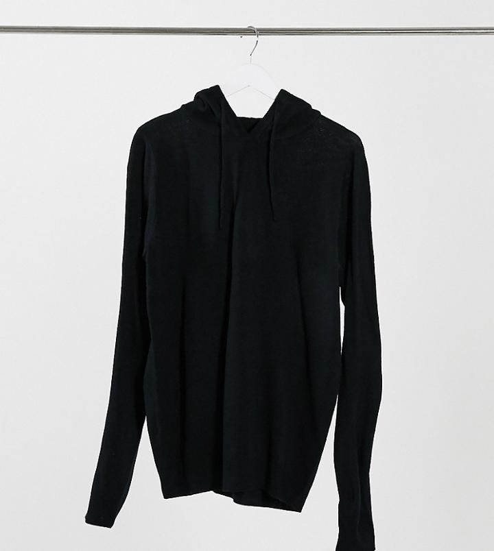 Threadbare Tall Soft Touch Hooded Sweater In Black