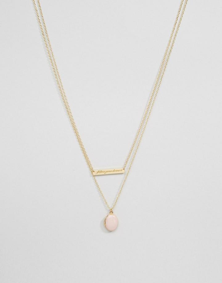 Orelia Dreams Locket 2 Row Necklace - Gold
