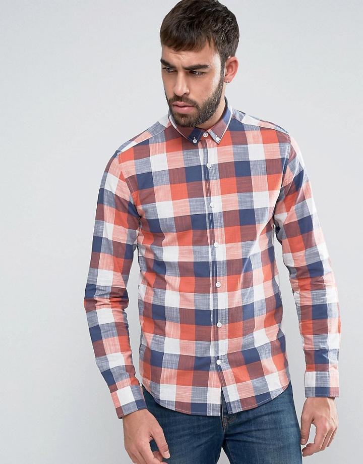 Only & Sons Slim Fit Check Shirt - Red