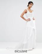 A Star Is Born Maxi Dress With Organza Ruffle - White