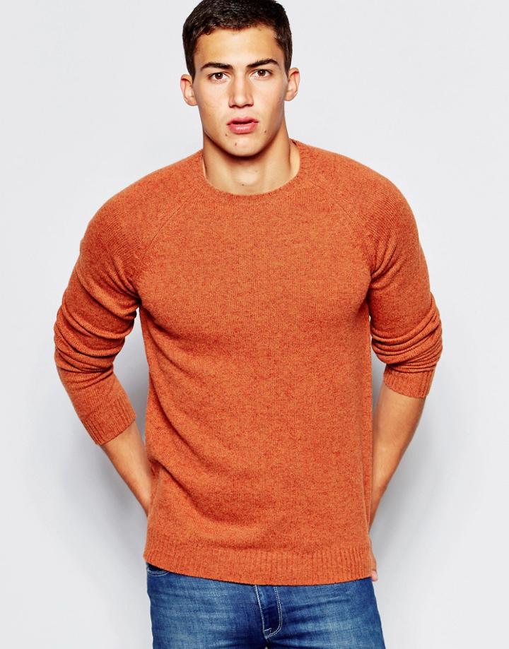 Asos Lambswool Rich Crew Neck Sweater - Rust