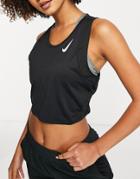 Nike Running Dri-fit Race Crop Tank In Black