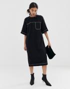 Asos White Contrast Stitch Dress-black
