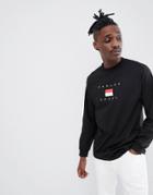 Parlez Long Sleeve T-shirt With Printed Chest Logo In Black - Black