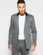 Asos Slim Suit Jacket In Jersey - Gray