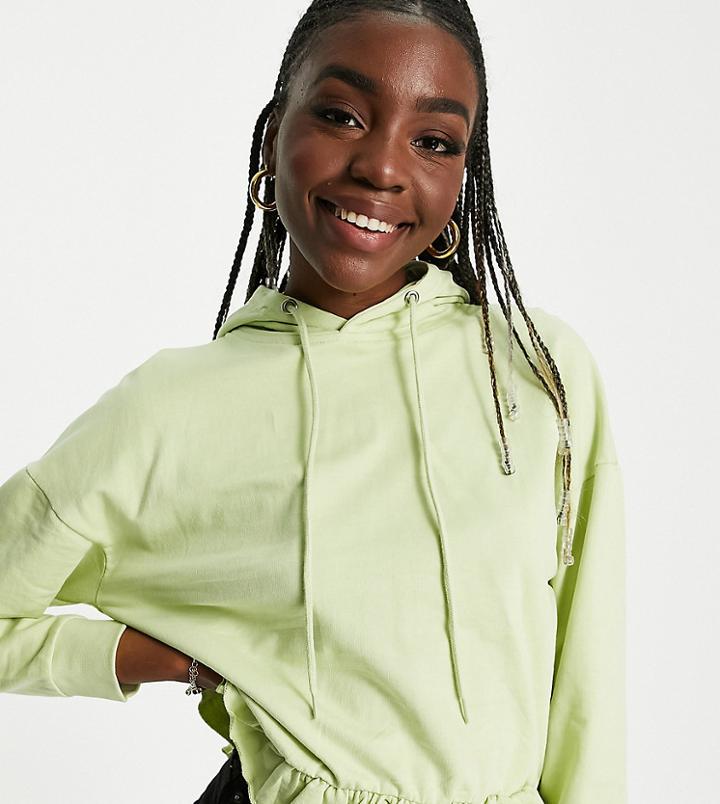 Influence Tall Ruffle Hem Hoodie In Green - Part Of A Set