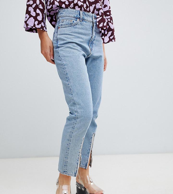 Monki Kimomo Zip Bottom Lightwash Jean-blue