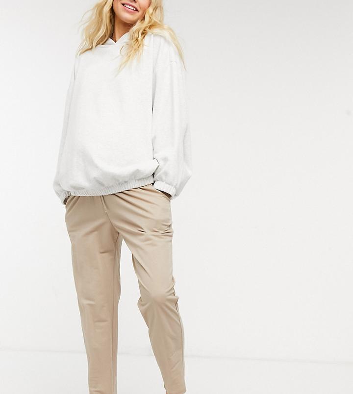 Asos Design Maternity Linen Look Peg Pants In Stone-neutral