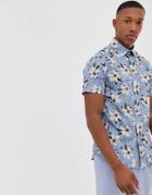 Ted Baker Shirt With Floral Print In Blue - Blue