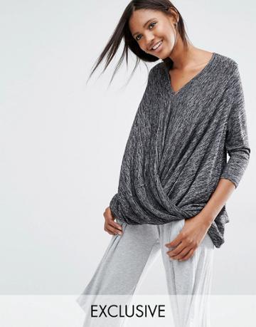 Stitch & Pieces Wrap Top - Black