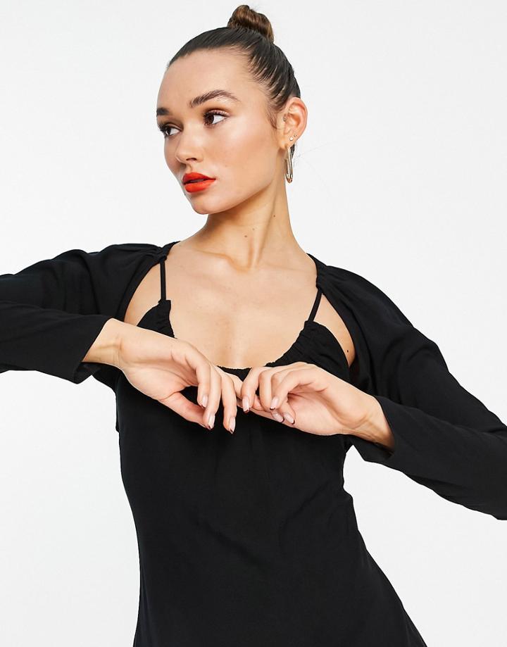Asos Design Longsleeve Halter Neck Maxi Dress In Black