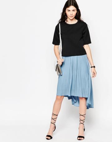 Pop Cph Pleated Georgette Skirt - Sky