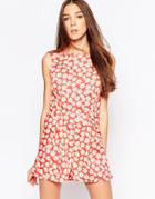 Madam Rage Floral Print Romper - Red