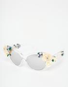 Jeepers Peepers Novelty Flower Cat Eye Sunglasses - Clear