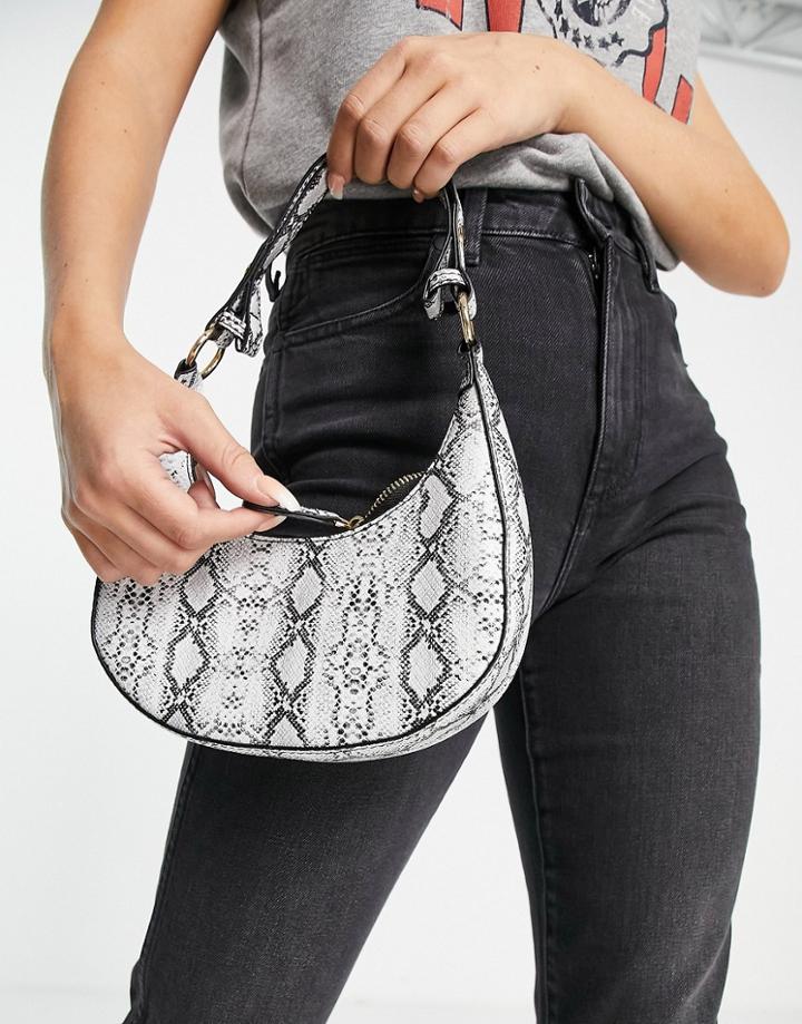 Ego Shoulder Bag In White Snake Print