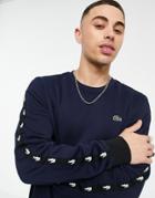 Lacoste Tape Sweatshirt In Navy
