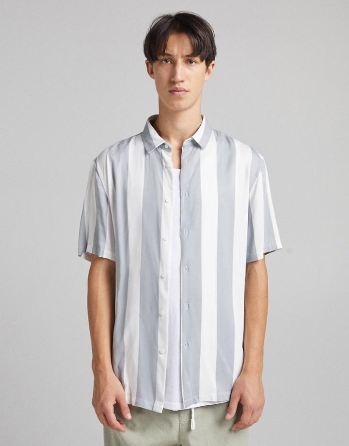 Bershka Striped Shirt In Gray