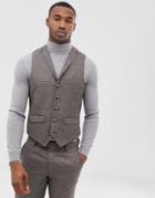 Harry Brown Brown Micro-check Slim Fit Suit Vest - Brown