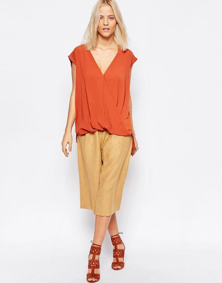 Liquorish Culottes In Suede - Brown